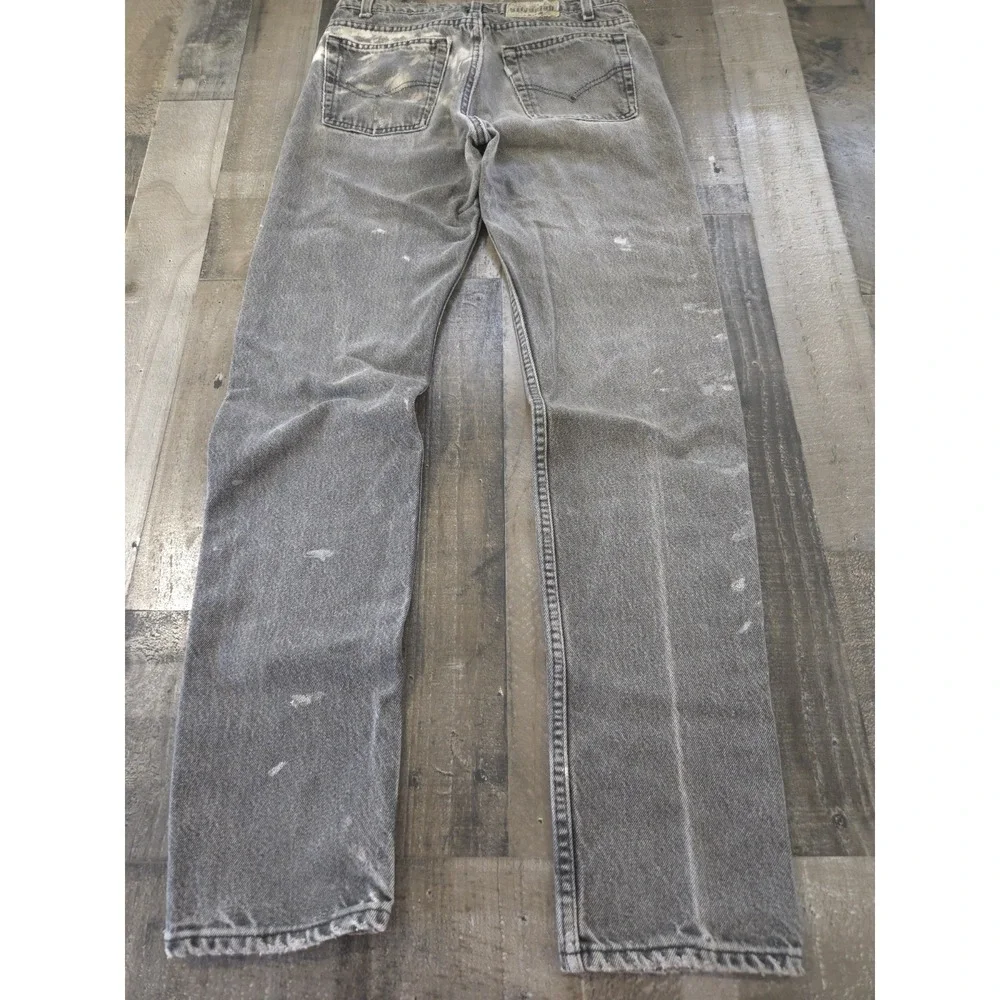 VTG 90s Levis SilverTab Straight & Narrow Jeans Grey Distressed Paint Splatter